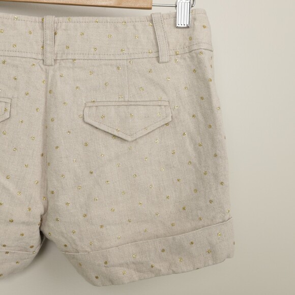 J Crew Linen Beige Gold Polka Dot Chino City Shorts Size 2 - Picture 6 of 10